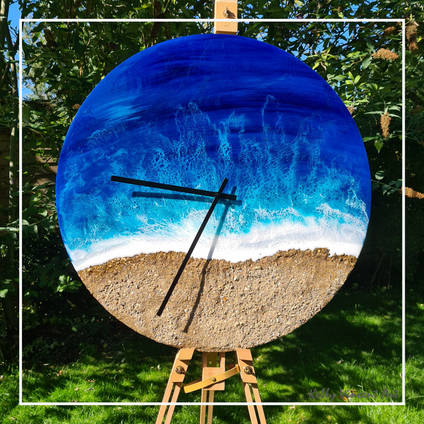 The Waves Resin Art Clock by Kelly Vincent Art